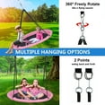 thumbnail image 6 of Hishine 43" 700LBS Saucer Tree Swing for Kids, Waterproof Flying Saucer Swing with A Swivel, Hanging Straps, Adjustable Ropes, Round Mat Spinner Swing for indoor/playground swing set,Pink, 6 of 7