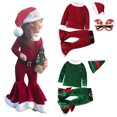 thumbnail image 3 of Disfraz de Papá Noel de manga larga para niñas, traje de terciopelo con fondo de campana, fiesta de carnaval, Navidad, 2 a 10 años, 2024, 3 of 5