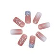 thumbnail image 5 of Press on Nails Medium Pink Fake Nails Heart Glitter Designs Glossy Glue on Nails Full Cover Rhinestone Acrylic False Nails 24PCS Cute Shiny Valentine's Day Gel Nails, 5 of 8