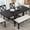 Black + Solid Wood + Foam, variant on Luckynote Farmhouse 82inch 6-Piece Extendable Dining Table with Footrest, 4 Upholstered Dining Chairs and Dining Bench, Two 11"Removable Leaf, Natural+Beige Cushion
