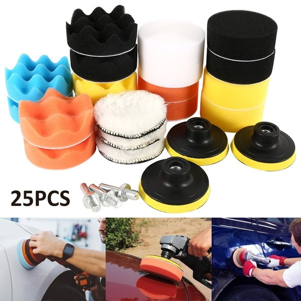 25PCS Sponge Polishing Waxing Buffing Pads Kit Set Compound for Auto