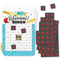 Big Dot of Happiness Teacher Retirement - Bingo Cards and Markers - Happy Retirement Party Shaped Bingo Game - Set of 18