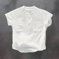 thumbnail image 2 of XMMSWDLA Vacation Beach T-Shirt‌ Boys Linen Button Down Shirt Short Sleeve Summer T Shirt Tops White Toddler Short Sleeve Top‌, 2 of 5