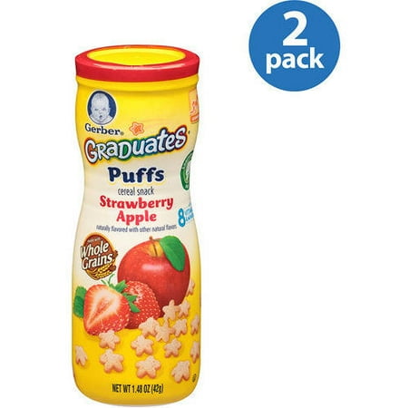 (2 Pack) Gerber Puffs Strawberry Apple, 1.48 oz. Canister