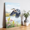 thumbnail image 2 of Flying Heron Canvas Wall Art for Living Room, Rustic Country Flower Plant Bird Grass Texture Blue Sky Wall Decor Framed Artwork Pictures Ready to Hang for Bedroom Office Home Decor, 2 of 9