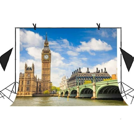 Image of GreenDecor Big Ben Photography Backdrop 7x5ft UK Urban Background Europe Famous Building Backdrops For Photo Video Party Props