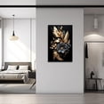 thumbnail image 3 of ZHONGYUTONG Golden Flowers Leave Wall Decor Abstract Black Gold Picture Painting Elegant Floral Canvas Prints Modern Artwork for Living Room Framed (12.00" x 18.00"), 3 of 6