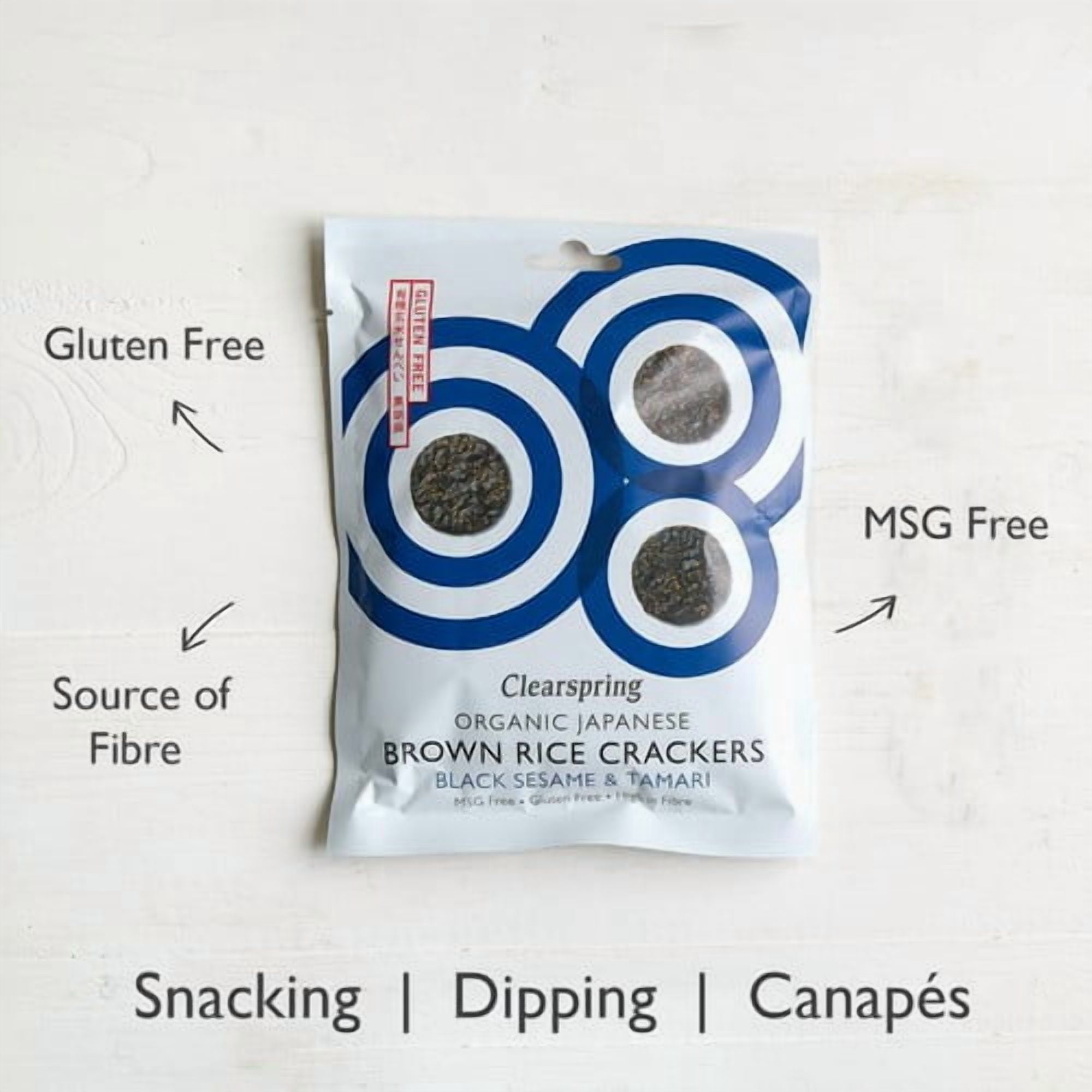 Clearspring Organic Black Sesame Brown Rice Crackers 40g, British Import (Pack of 6)