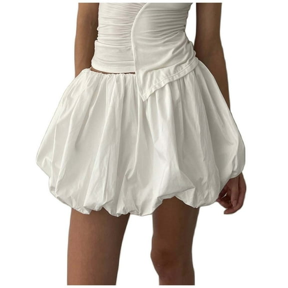 Fsqjgq Ballet Skirt Boho Skirts for Women Leather Skirt Falda Blue Maxi Skirt Y2K Bubble Skirt Solid High Waisted Sweet A Line Flared Pleated Skirt Midi Tulle Petticoat Puffy Ruffle Skater Skirt XL