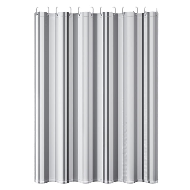 Juego de cortinas de ducha a rayas: cortina de bañera lavable con 12 ganchos, cortinas de ducha de tela impermeables de estilo rústico a rayas