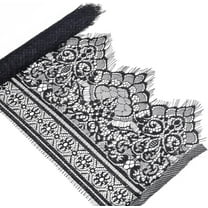 3.3 Yards Black Lace Trim 9.8 Inches Floral Eyelash Lace Ribbon with Single Wave Edge Lace Ribbon Edge Trim for Sewing Garment Decoration and DIY Craft