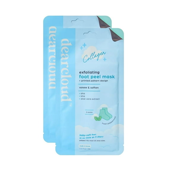 dearcloud Exfoliating Foot Peel Mask – Nourishing, Fresh Peppermint Foot Mask for Dry Cracked Feet (2 pack)