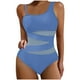 thumbnail image 2 of Trajes de baño de una pieza para mujer, traje de baño de bikini con tirantes y espalda descubierta de color liso para mujer, 2 of 5