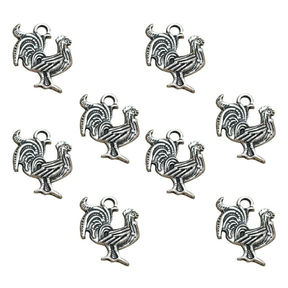 WHAMVOX 20pcs Alloy Chicken Pendant Charms DIY Jewelry Making Accessories for Necklace Bracelet (Antique Silver)