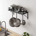 25 in. Black Wall Mounted Kitchen Pot Rack with 10Hooks