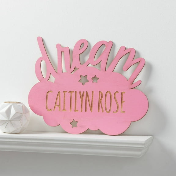 Personalized Pink Dream Kids Wood Plaque