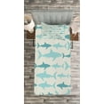 thumbnail image 3 of Ambesonne Ocean Quilted Bedspread Set 2 Pcs, Swimming Sharks in Sea, Twin Size, Turquoise Beige Teal, 3 of 3