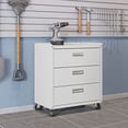 thumbnail image 2 of Manhattan Comfort Commode Mobile de Garage en Métal Texturé 31,5 Pouces avec 3 Tiroirs à Extension Complète en Blanc, 2 of 3