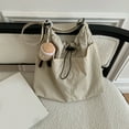 thumbnail image 5 of HUISZJ Square Shoulder Bag, Leisure Crossbody Bag, Nylon Drawstring Shoulder Bag for Travel Commute Work (White), 5 of 7