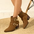 thumbnail image 2 of Mostsola Ankle Boots for Women Pointy Toe Stacked Heel Side Zipper Chelsea Fall Booties, 2 of 8