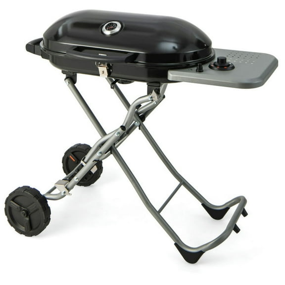 Kepooman Grill, Outdoor BBQ Grill,15000 BTU Portable Propane BBQ Grill with Wheels and Side Shelf-Black