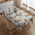 thumbnail image 2 of Blue Highland Cow Flower Leaf Pattern Rectangle Tablecloth 60"x84",Waterproof Polyester Rectangle Table Cloth, Wipeable Spillproof Polyester Tablecloth for Dining, Camping, Indoor and Outdoor, 2 of 5
