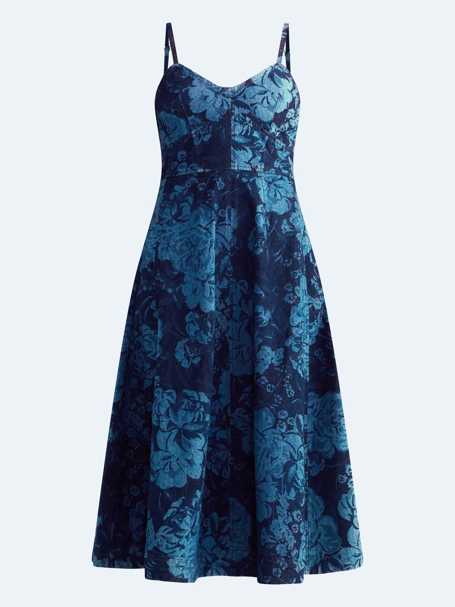 Free Assembly Women's and Women's Plus Sleeveless Denim Corset Midi Dress, Sizes XS-4X