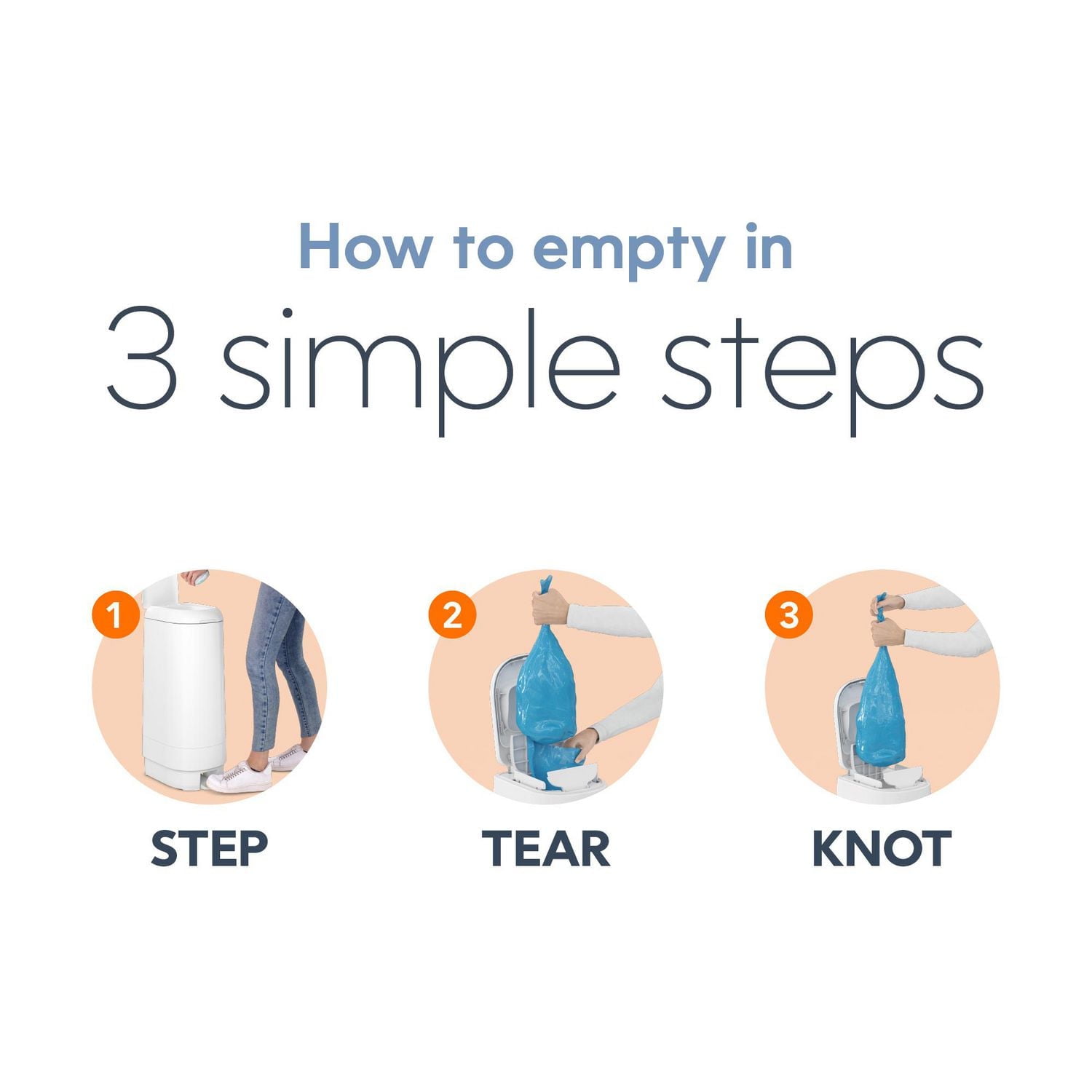 Diaper Genie Signature Diaper Pail, White, Foot Pedal, Odour Control, 9 Easy Roll bags / holds up to 423 diapers