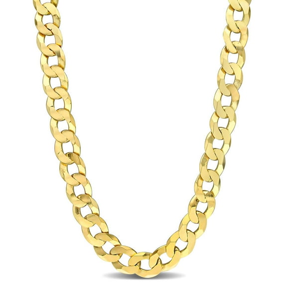 AMOUR 12.5mm Flat Curb Chain Necklace In Yellow Plated Sterling Silver, 24 In
