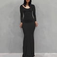 thumbnail image 2 of Ketyyh-chn99 Robes Maxi pour Femmes Grande Taille Robe d'Été Robe Extensible Robe Décontractée Mini Robe Ample Confortable à Rayures Manches Longues Longue Robe Noir,3TG, 2 of 5