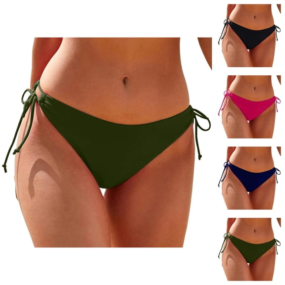 Bikini Bottoms for Women String Tie Side Low Rise Cheeky Swim Bottom Bathing Suit Bottoms