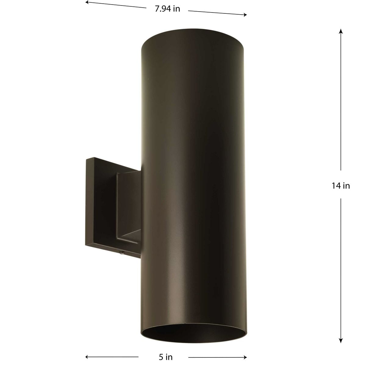 5" Outdoor Up/Down Wall Cylinder Two-Light Modern Antique Bronze Outdoor Wall Lantern with Top Lense