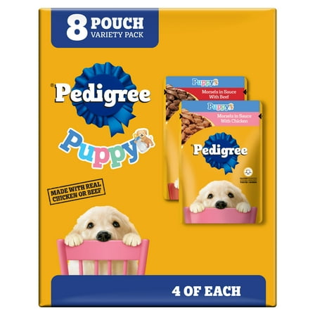 Pedigree Puppy Morsels Variety Pack Puppy Food, (8) 3.5 oz Pouch