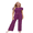 Purple, variant on Jumpers 2 Piece for Women's Knit Short Sleeve Tops High Waisted Wide Leg Pants S-XL
