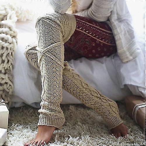 Womens Over The Knee Thigh High Legs Winter Knitted Crochet Warm Long Socks Stockings