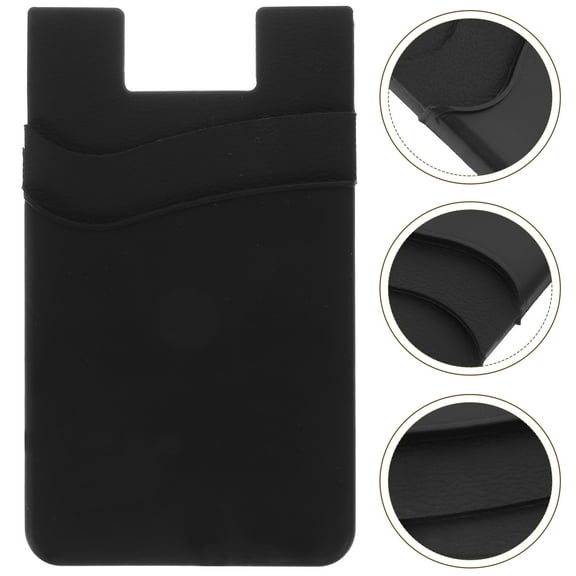 OUNONA 1Pack Black Silicone Phone Pocket with Card Holder for Men and Women