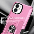 thumbnail image 2 of Case for iPhone 12, Ring Holder Kickstand Anti-Fingerprint Non-slip Anti-Drop Heavy Duty Defender Rugged Case Cover for iPhone 12 Phone 6.1 inches,Pink,For iPhone 12, 2 of 20