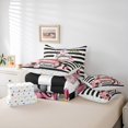 thumbnail image 6 of Manfei Girly Fashion Bag Bedding Comforter Set 7-Piece,Books Flower Perfume King Bedding Sets,Modern Geometric Striped Bed Sheets For Girls,Breathable Home Decor,Reversible, 6 of 8