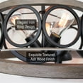 thumbnail image 2 of Kira Home Larkin 15" 3-Light Farmhouse Semi Flush Mount Ceiling Light, Wood Grain Metal, Weathered Ash Wood and Black, 2 of 9