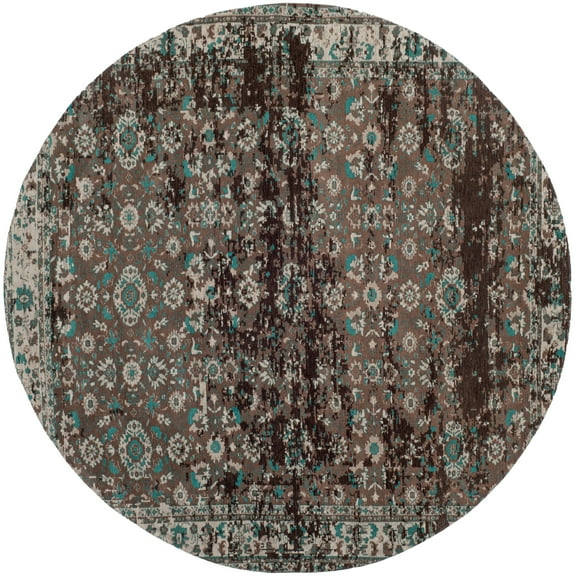 SAFAVIEH Classic Vintage Shavonne Abstract Area Rug, Teal/Beige, 6' x 6' Round