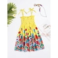 thumbnail image 6 of vastwit Kids Girls Bohemian Dress Off Shoulder Suspenders Sundress with Necklace Set for Beach Party Type F 130, 6 of 7
