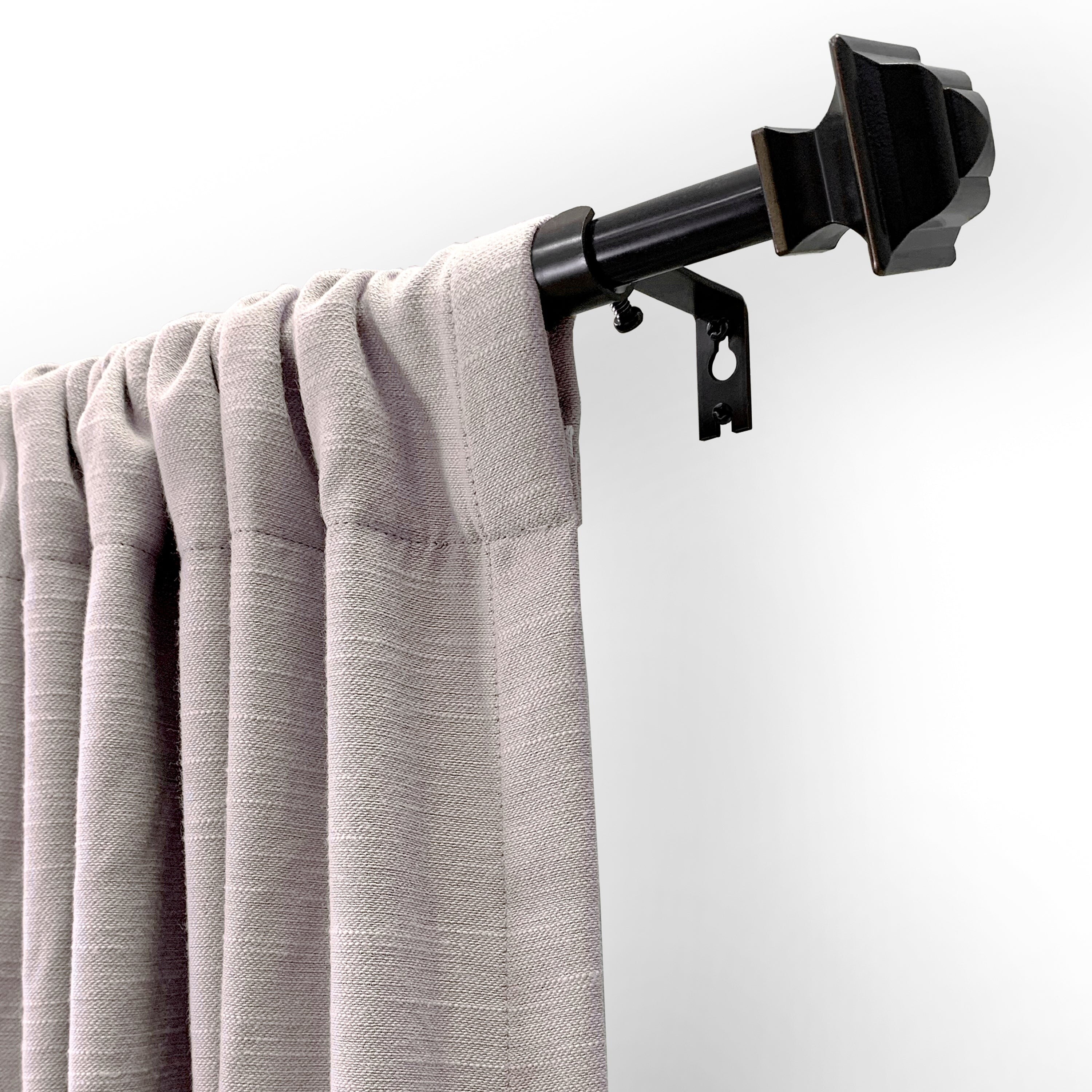 Lumi 5/8" Single Curtain Rod Set Oil Rubbed Bronze- Square finials 28"-48" - Brown