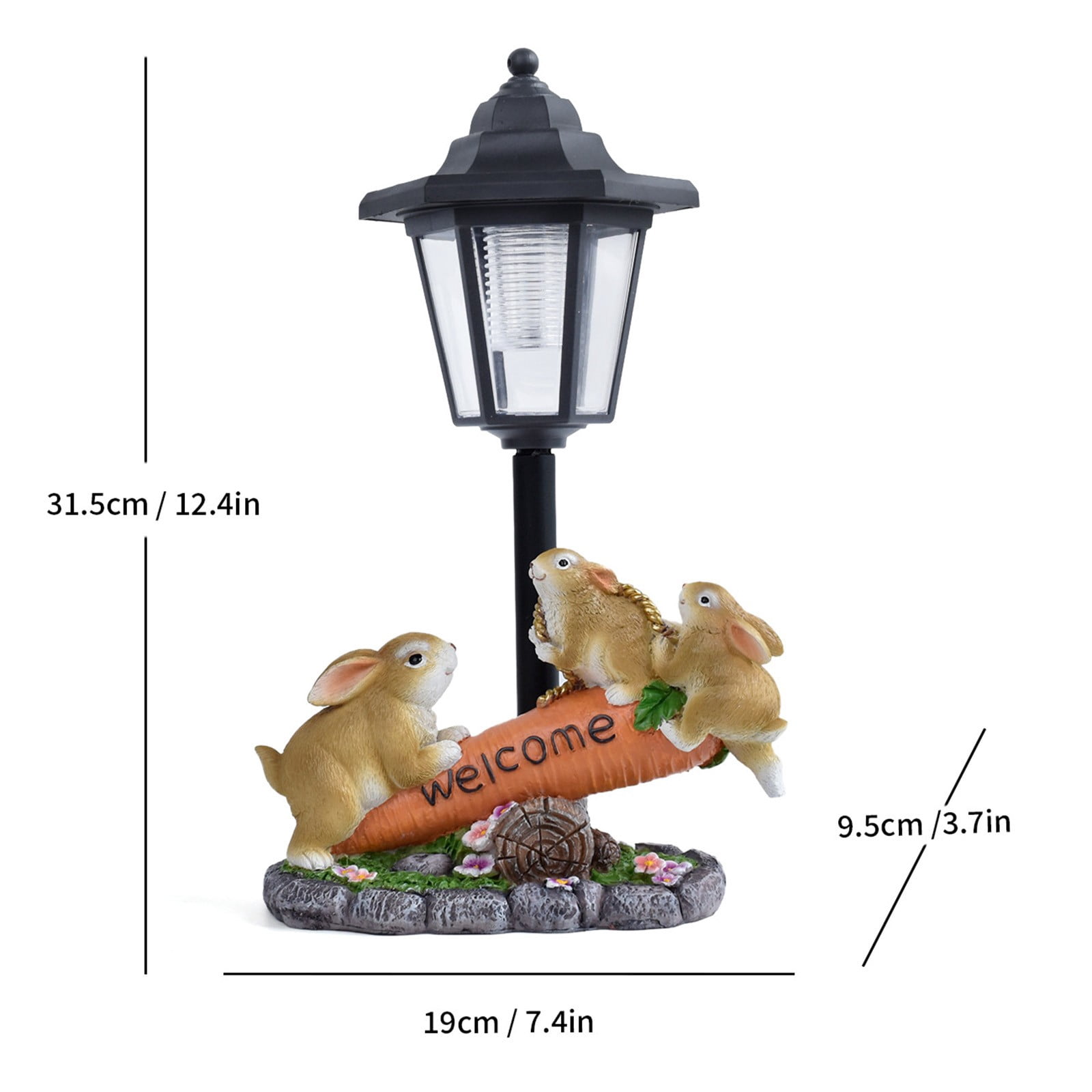 Outdoor Rabbit Garden Statues with Solar Lantern Flowerpot- Bunny Figurine Rabbit Decor for Home Lawn,Balcony Yard Art Garden Patio Decor,Unique Housewarming Birthday Gifts for Women Mom