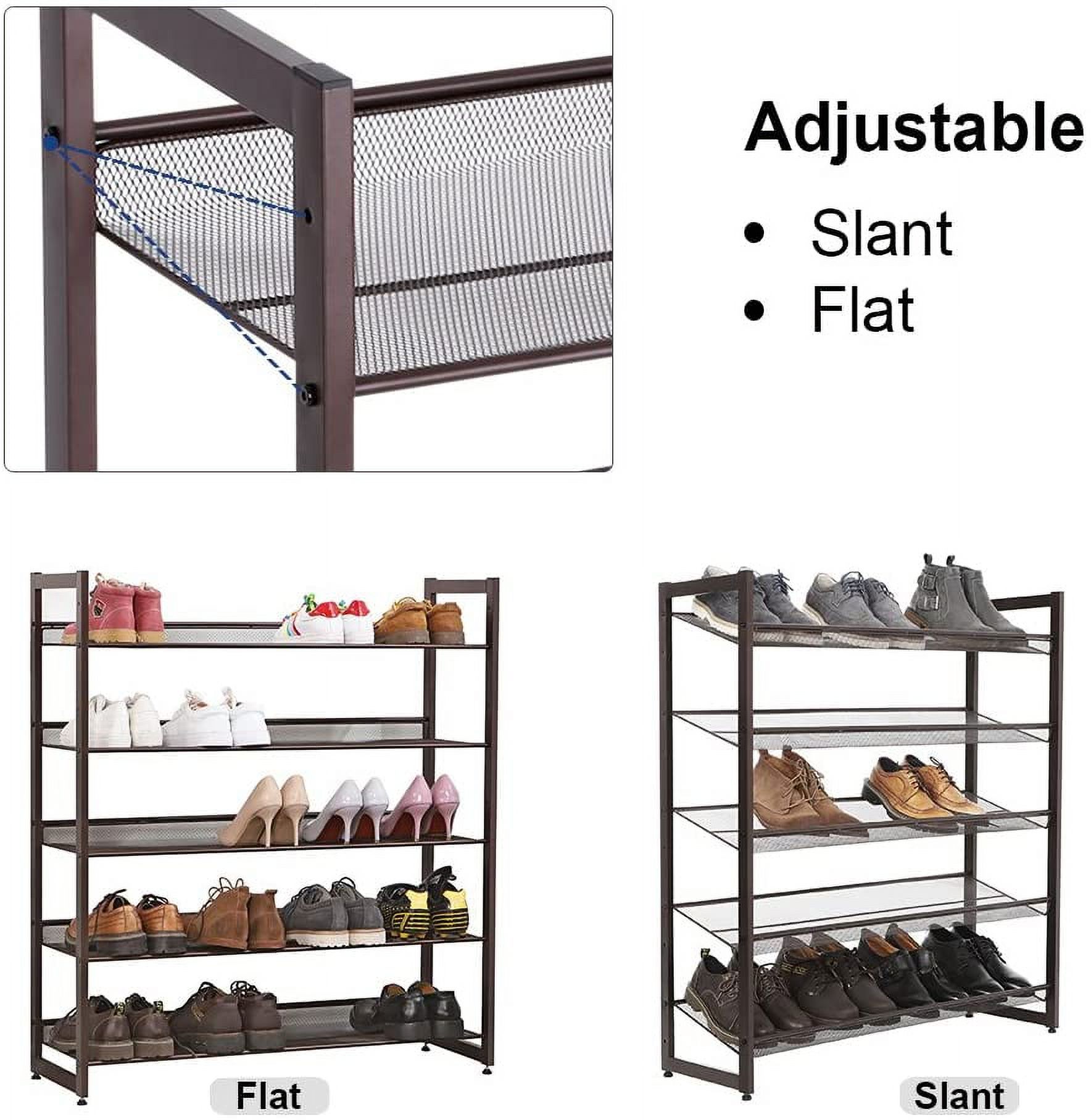 SONGMICS 5-Tier Metal Shoe Rack, Shoe Organizer, Bronze