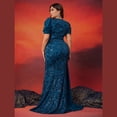 thumbnail image 5 of AURA Plus Size Evening Dress Sequin V Neck Short Sleeve Party Wear 0XL to 4XL, 5 of 6