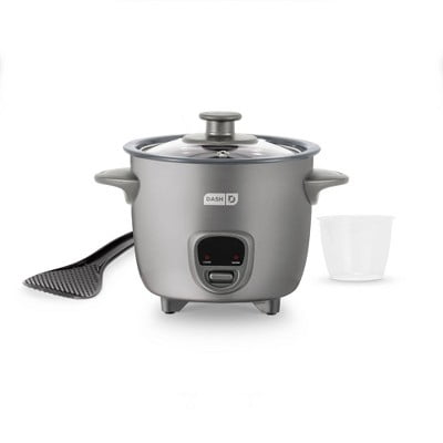 2-Cup Electric Mini Rice Cooker - Graphite: Small Rice Maker, Automatic Keep Warm, Includes Recipes & Accessories