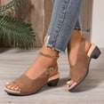 thumbnail image 5 of Gpaecead Women Vintage One Strap Chunky Slingback Sandals Open Toe Adjustable Shoes Spring Summer ,Brown, 5 of 8