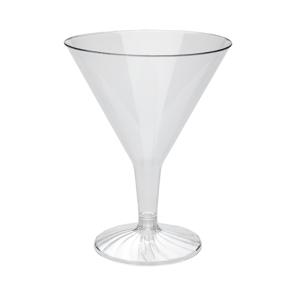 2 oz Round Clear Plastic Small Angolare Martini Glass - 3 1/2 x 2 3/4 x 4  1/2 - 20 count box