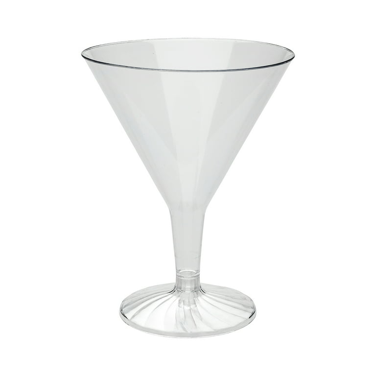 2 Martini Glasses 6 Tall Clear Glass with Fancy Frosted 4 Stems 8 oz  capacity