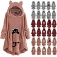 thumbnail image 5 of Fesfesfes Long Hoodie Dress Women Flannel Shirt Cute Pattern Winter Fleece Hooded Blanket Tunic Plush Tops For Teen Girls On Sale, 5 of 8